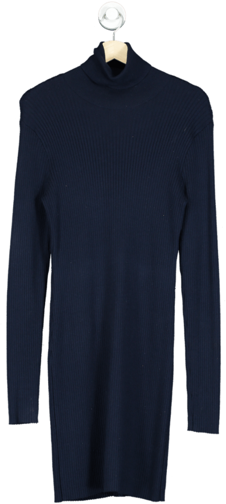 Ralph Lauren Navy Ribbed Knit Dress UK L - Reliked