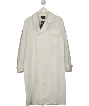 Ralph Lauren White Double-breasted Linen Coat UK S