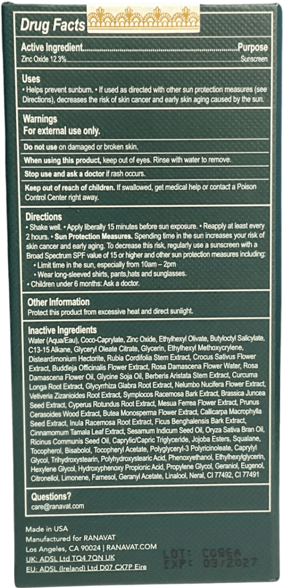 ranavat Brightening Mineral Sunscreen 50ml - Reliked