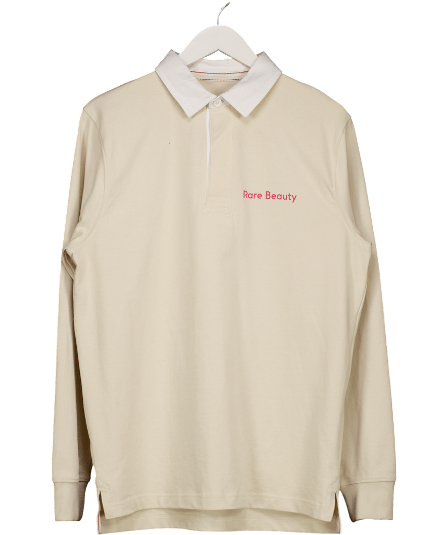 Rare Beauty Beige Long Sleeve Polo Top UK L - Reliked
