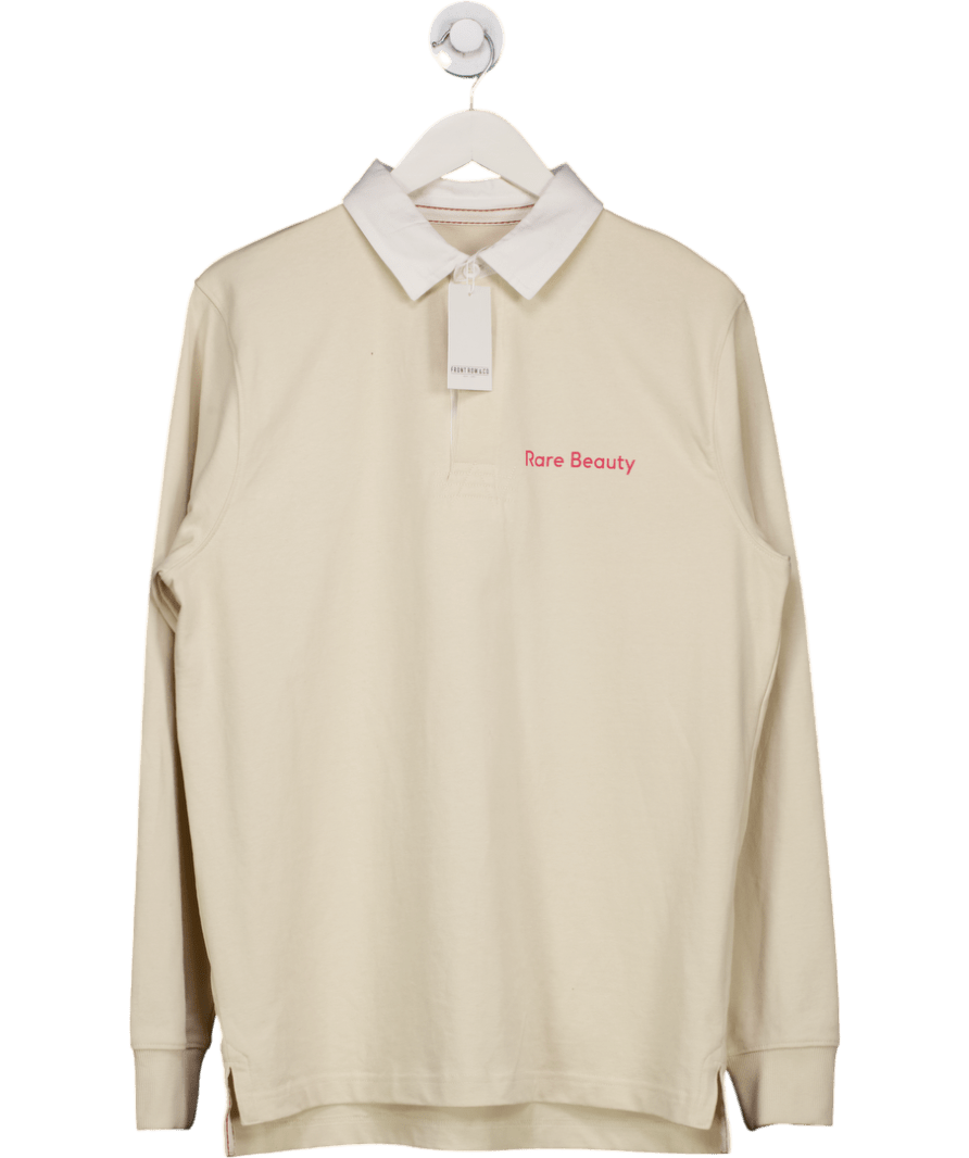 Rare Beauty Beige Long Sleeve Polo Top UK L - Reliked