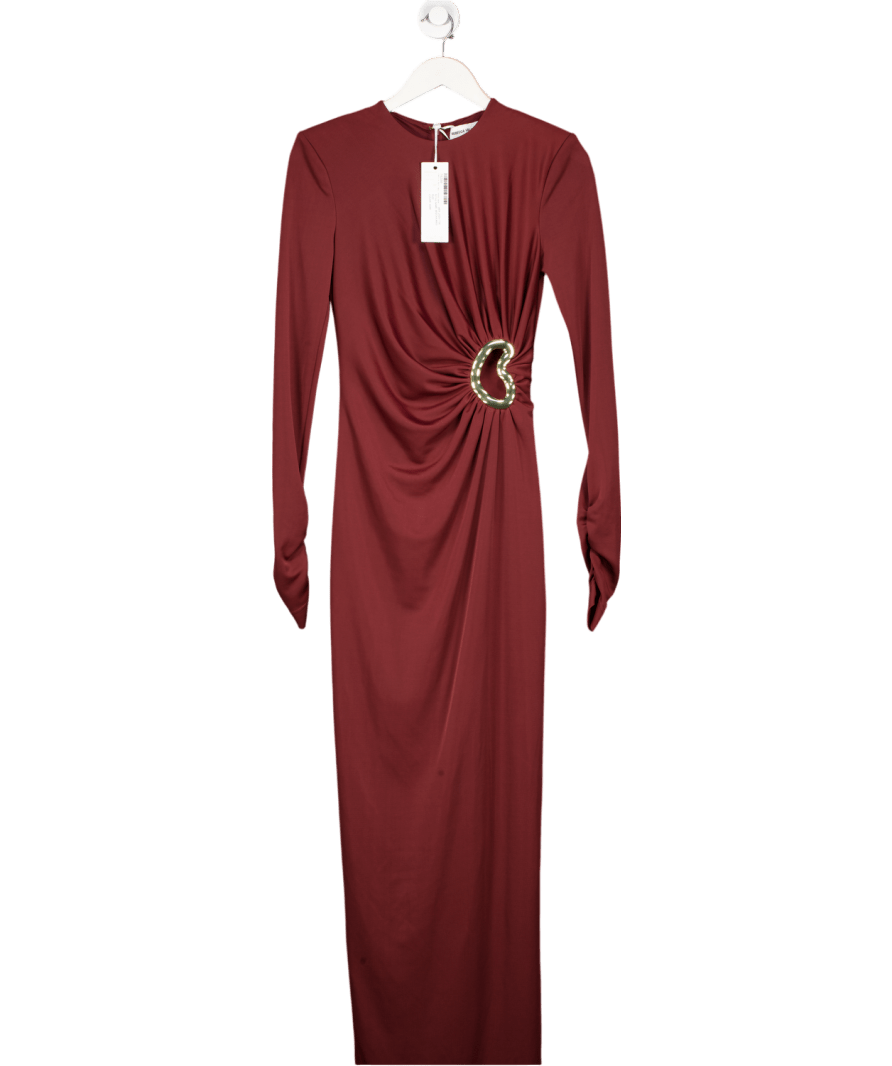Rebecca Vallance Wine Red Mischa Embellished Gathered Jersey Gown UK 8 - Reliked