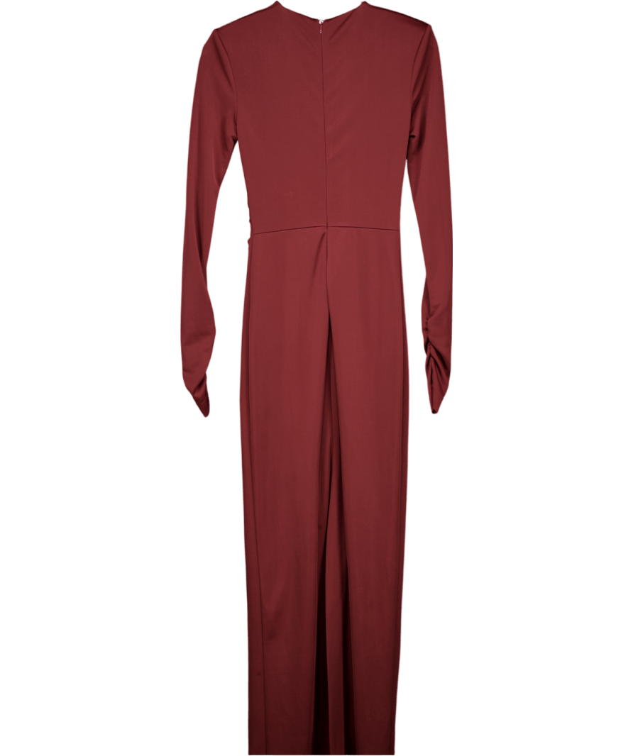 Rebecca Vallance Wine Red Mischa Embellished Gathered Jersey Gown UK 8 - Reliked