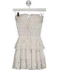 Rebellious White Broderie Bandeau Ruffle Mini Dress UK S - Reliked
