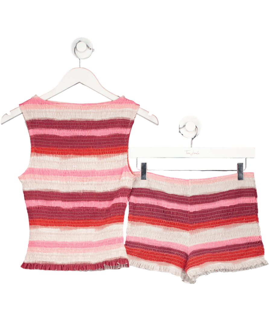 Reclaimed Vintage 2 - piece Shirred Booty Short And Sleeveless Top Co - ord In Pink Stripe UK S - Reliked