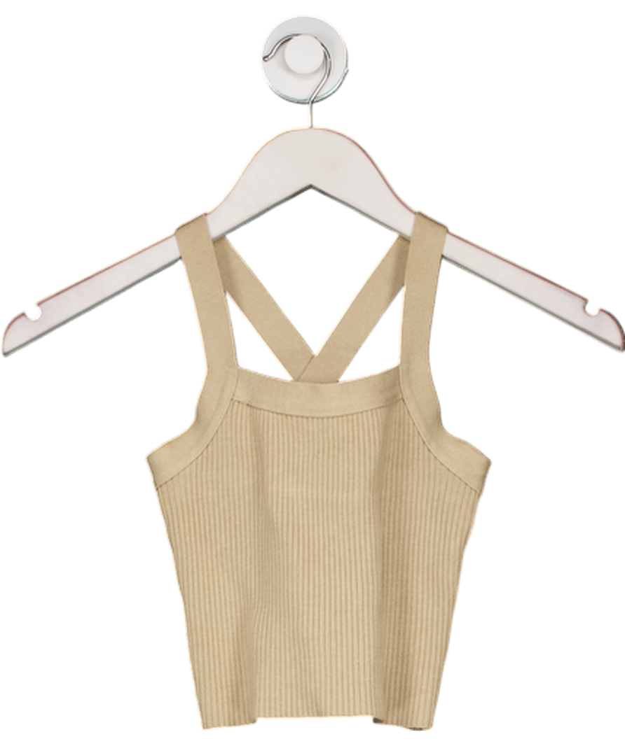 Reformation Beige Camel Knit Crop Top UK XS - Reliked