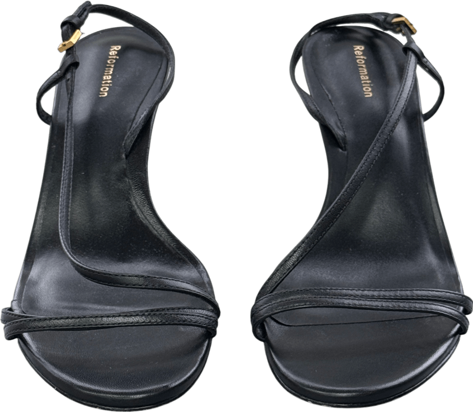 Reformation Black Leather Petunia Heeled Sandals UK 5.5 EU 38.5 👠 - Reliked
