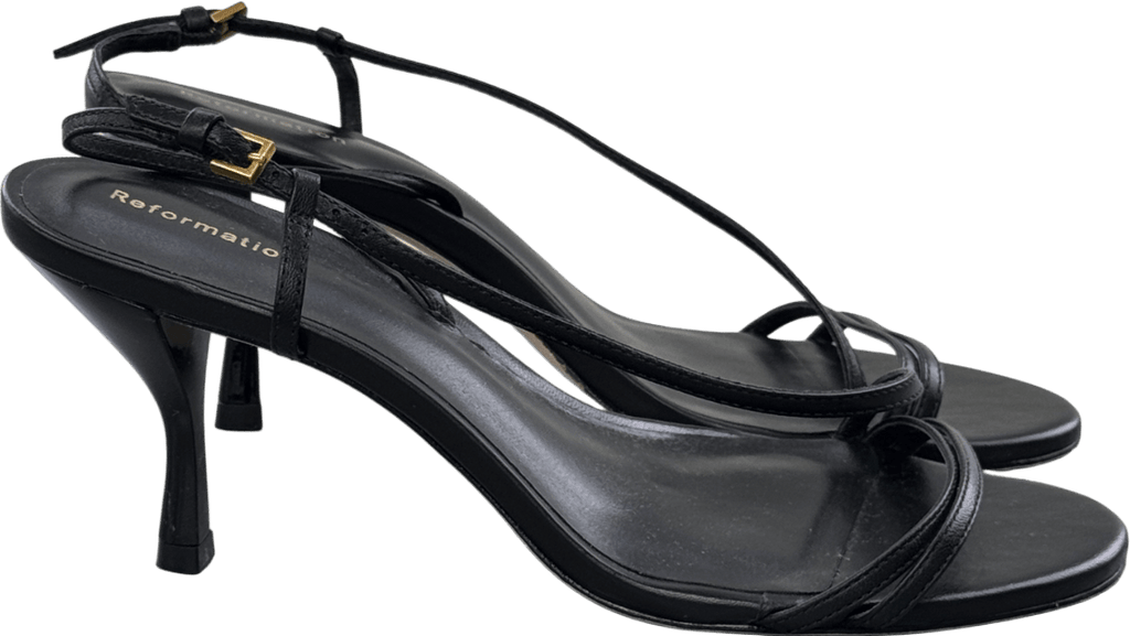 Reformation Black Leather Petunia Heeled Sandals UK 5.5 EU 38.5 👠 - Reliked