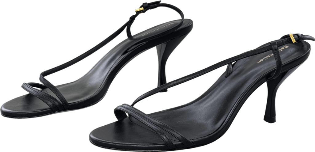 Reformation Black Leather Petunia Heeled Sandals UK 5.5 EU 38.5 👠 - Reliked