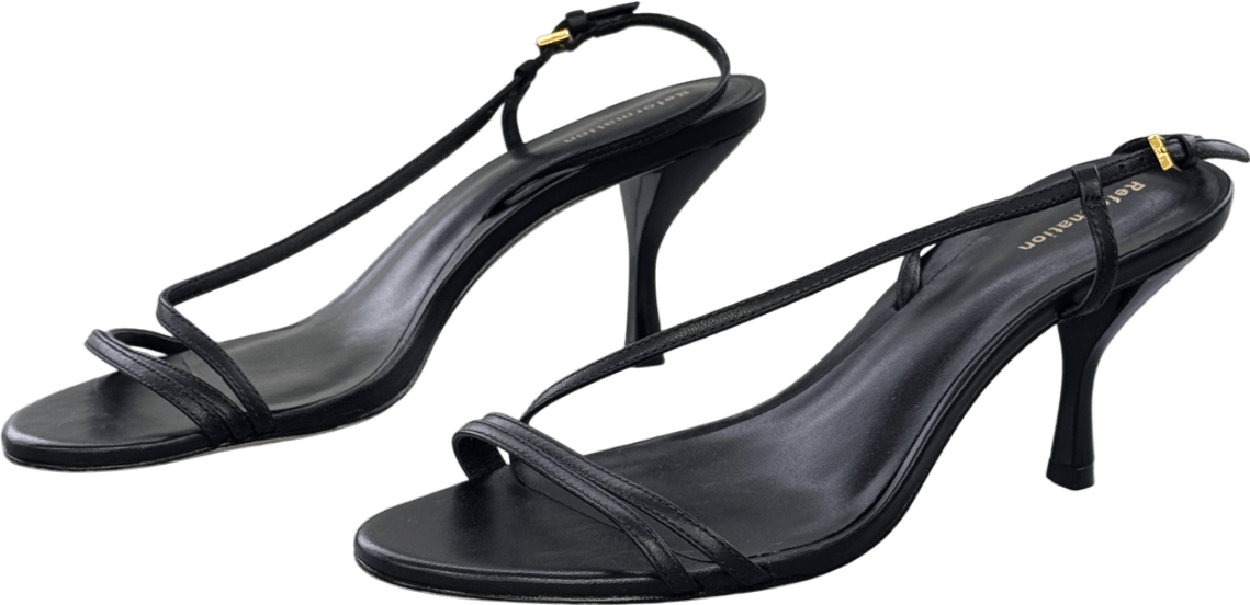 Reformation Black Leather Petunia Heeled Sandals UK 5.5 EU 38.5 👠 - Reliked