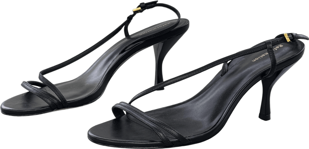 Reformation Black Leather Petunia Heeled Sandals UK 5.5 EU 38.5 👠 - Reliked