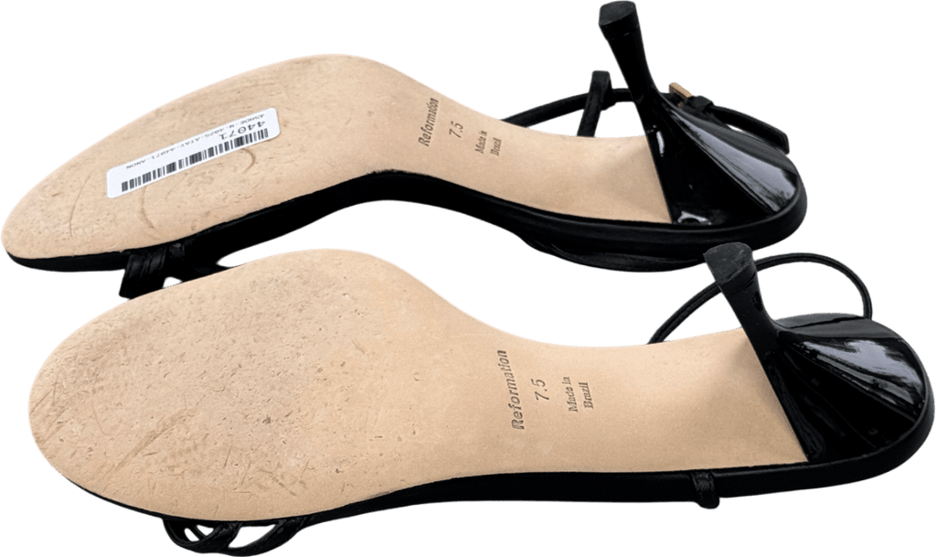 Reformation Black Leather Petunia Heeled Sandals UK 5.5 EU 38.5 👠 - Reliked