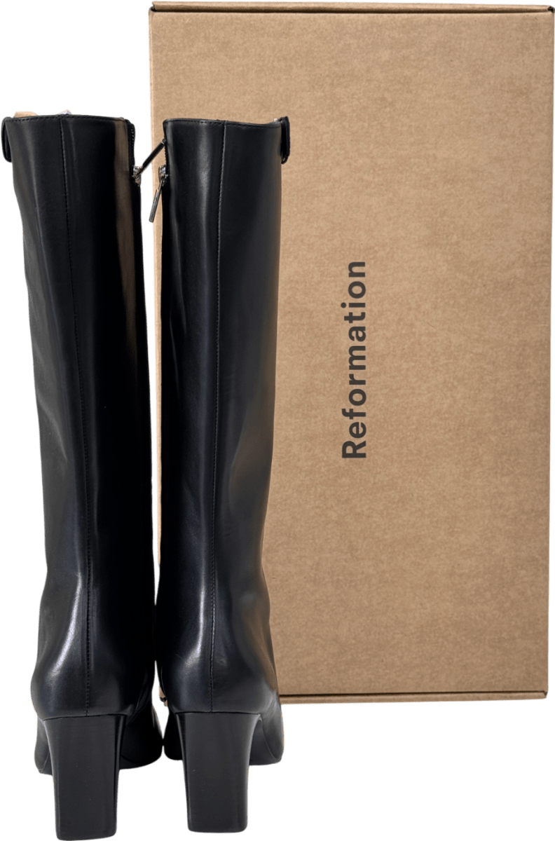 Reformation Black Leather Tatyana Knee Boot Us10.5 UK 8.5 EU 41.5 👠 - Reliked