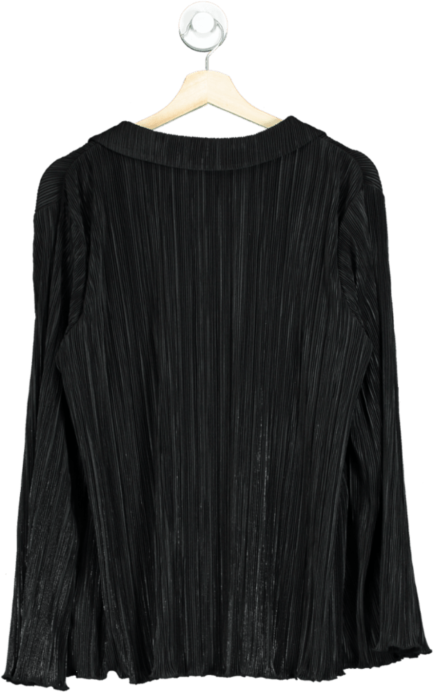 Reformation Black Pleated Long Sleeve Top UK L - Reliked