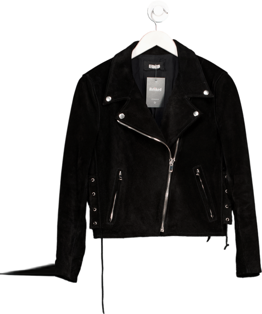 Reformation Black Suede Biker Jacket UK XS - Reliked