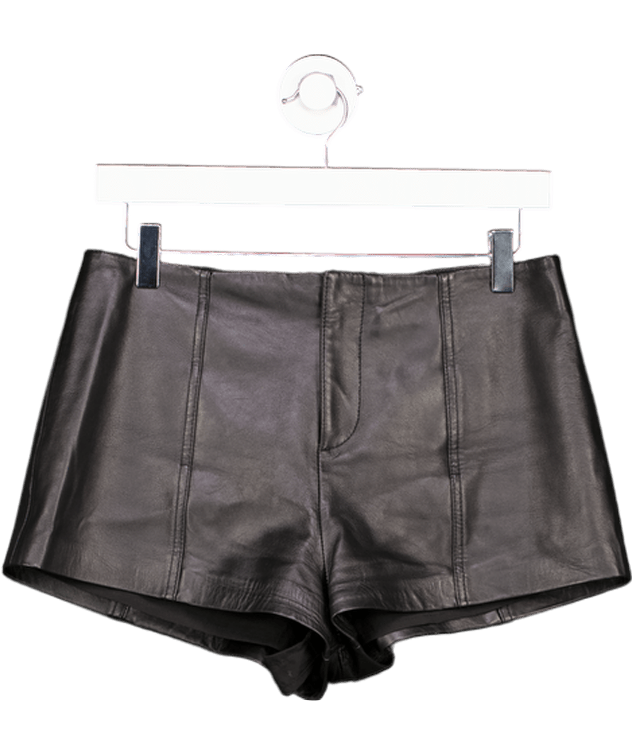 Reformation Black Veda Real Leather Shorts Us4 UK 8 - Reliked