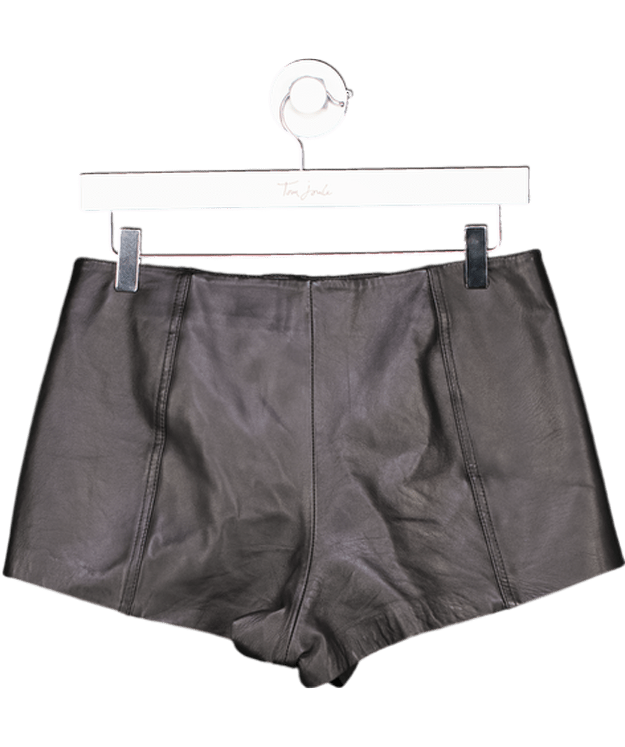 Reformation Black Veda Real Leather Shorts Us4 UK 8 - Reliked