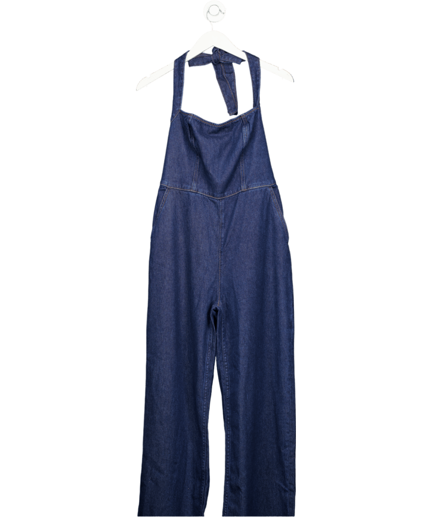Reformation Blue Danna Halter Denim Jumpsuit Us6 UK 10 - Reliked