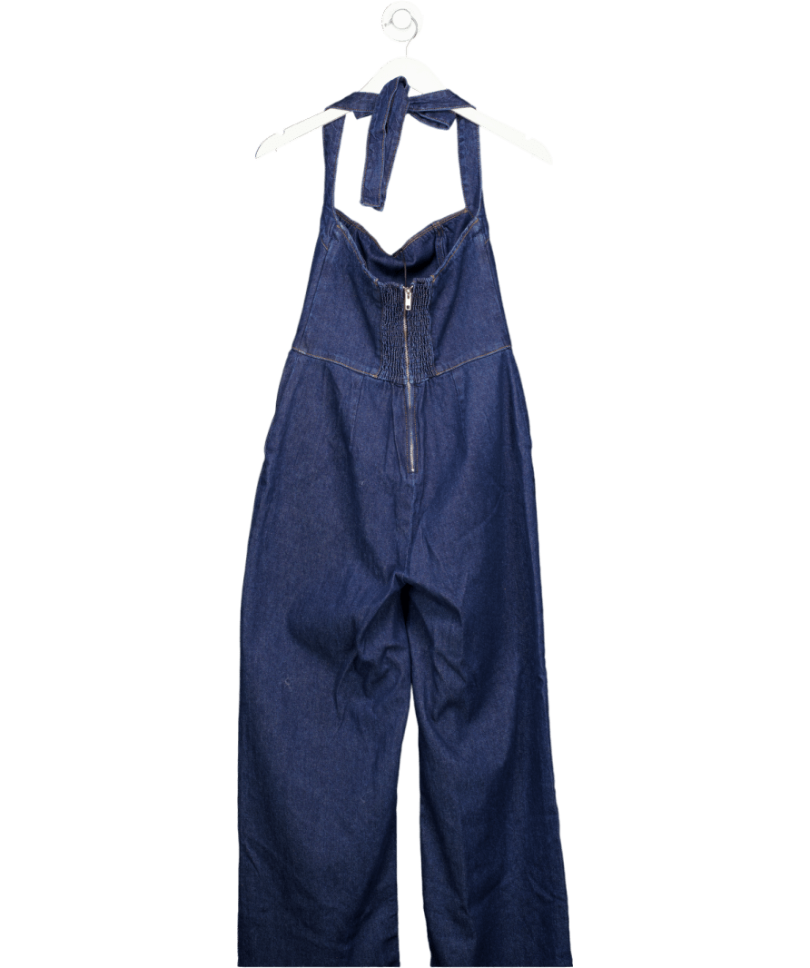 Reformation Blue Danna Halter Denim Jumpsuit Us6 UK 10 - Reliked