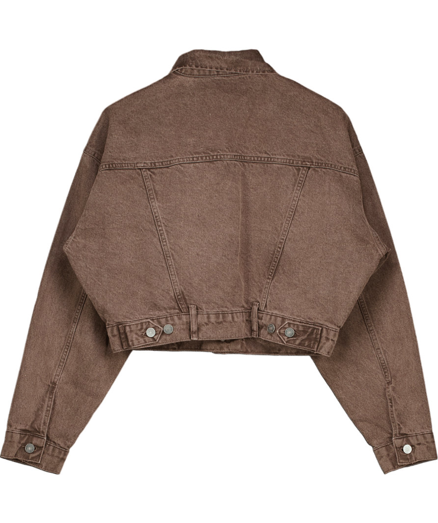 Reformation Brown Wash Jori Cropped Denim Jacket UK M - Reliked