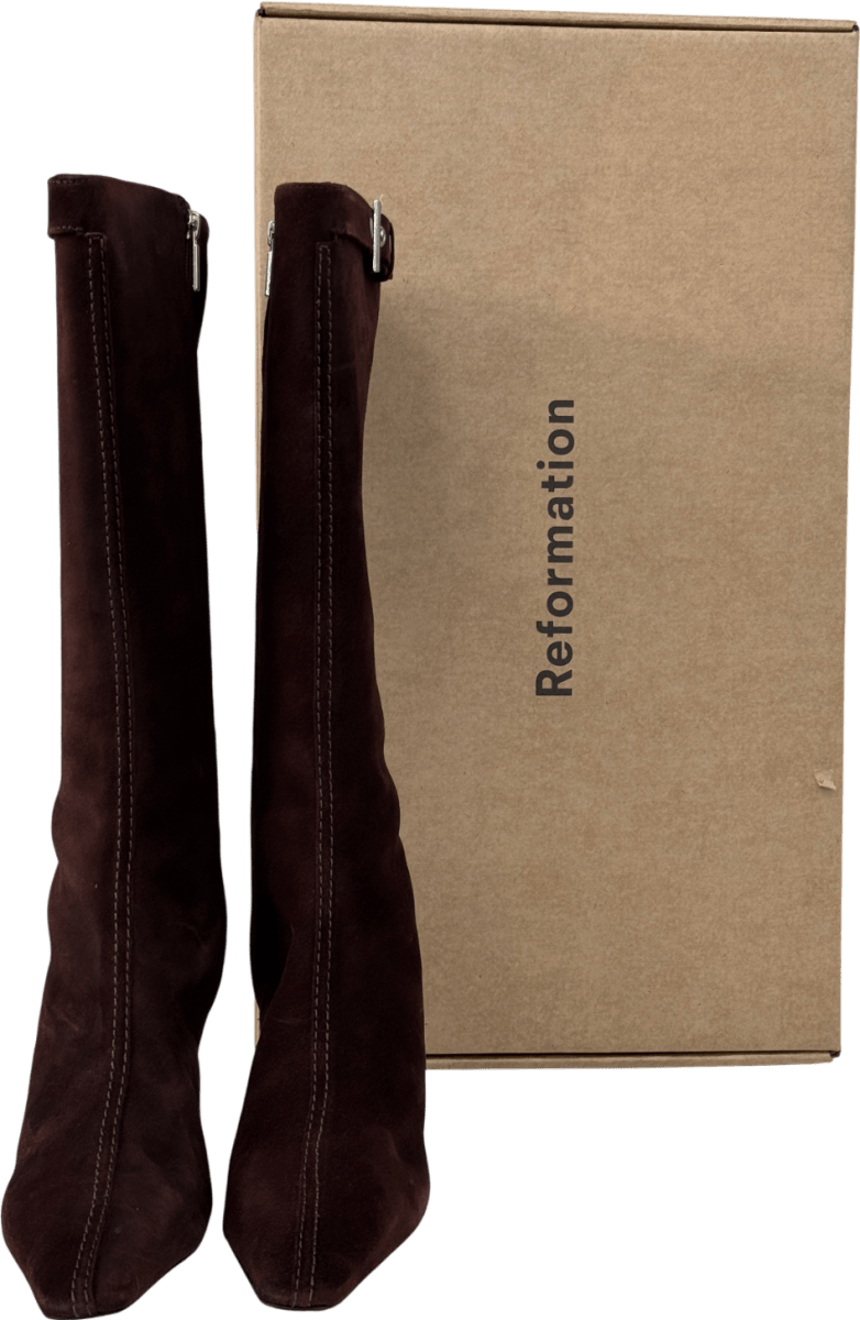 Reformation Chocolate Brown Suede Tatyana Knee Boots Us10.5 UK 8.5 EU 41.5 👠 - Reliked