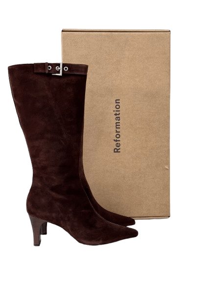 Reformation Chocolate Brown Suede Tatyana Knee Boots Us10.5 UK 8.5 EU 41.5 👠 - Reliked