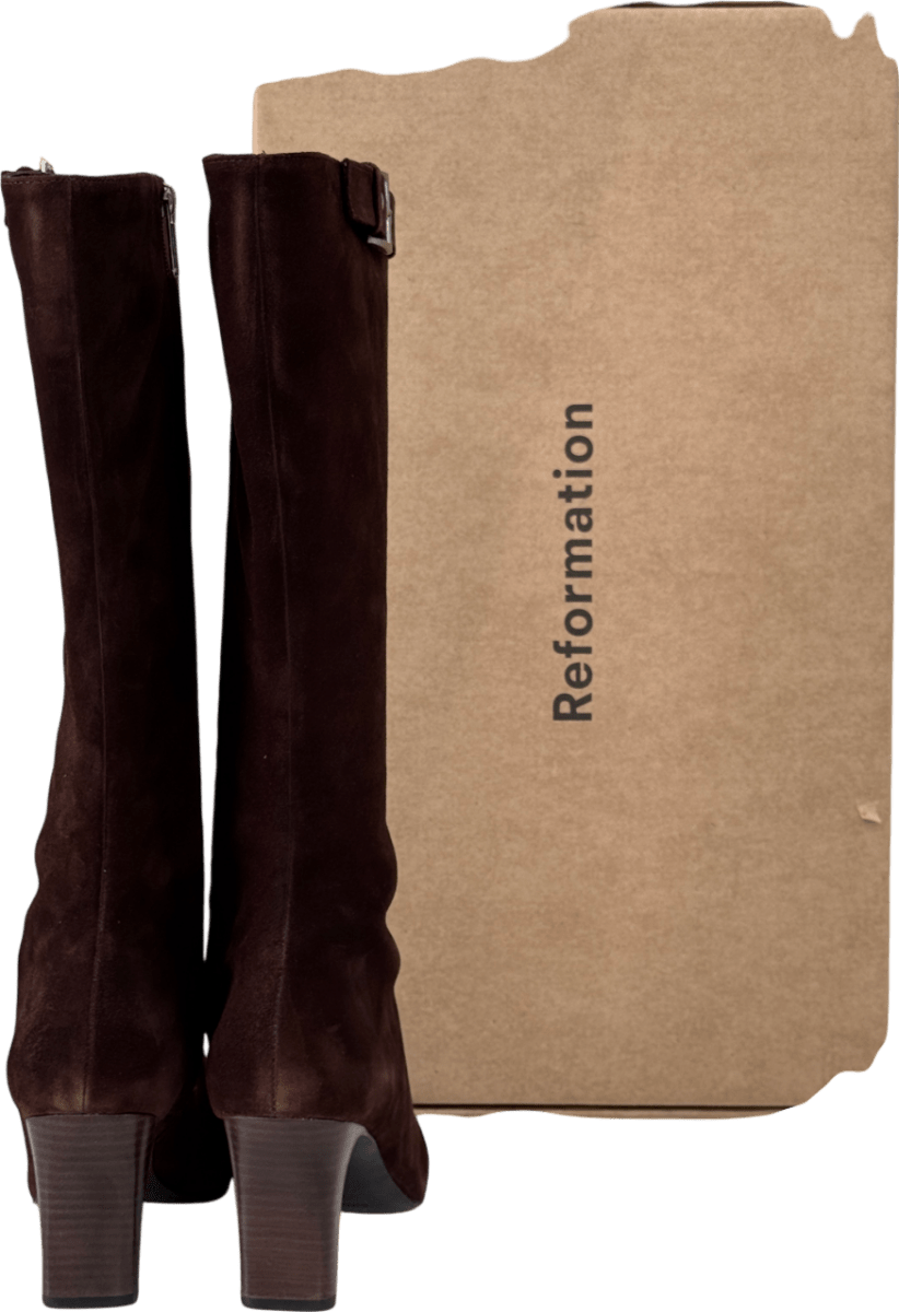 Reformation Chocolate Brown Suede Tatyana Knee Boots Us10.5 UK 8.5 EU 41.5 👠 - Reliked