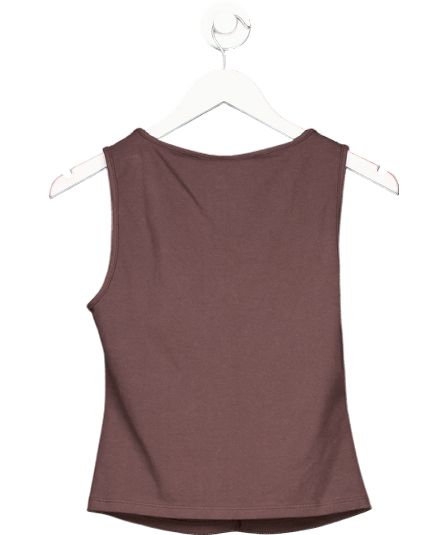 Reformation Chocolate Brown Tefi Knotted Stretch - cotton Top UK S - Reliked