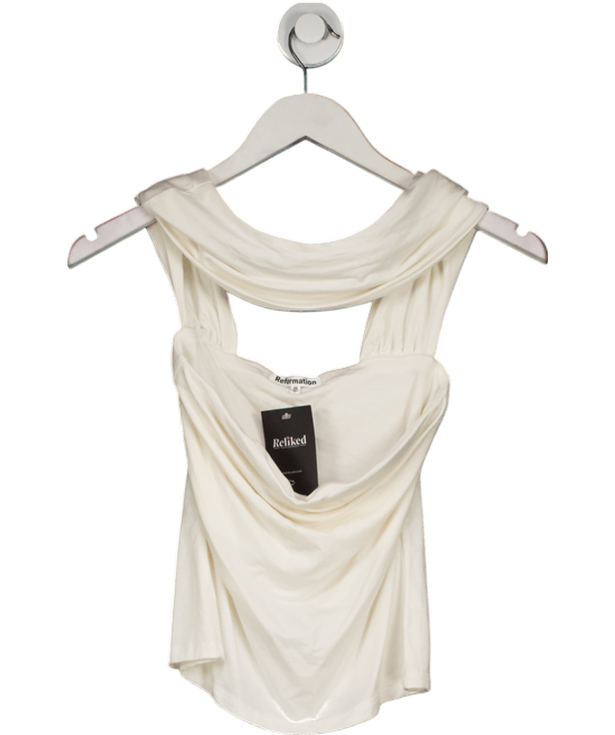 Reformation Cream Jersey Halter Neck Top UK XS - Reliked