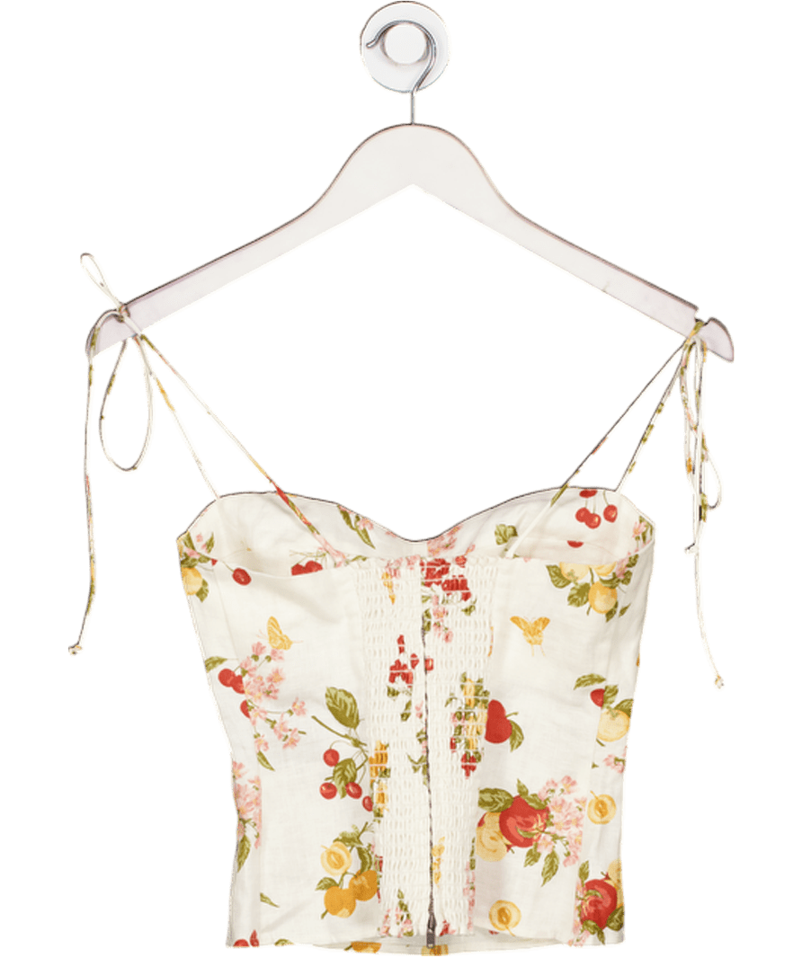 Reformation Cream Linen Fruit Print Top Sz00 UK 4 - Reliked