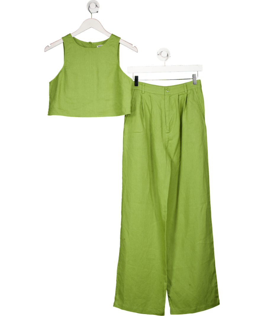 Reformation Green 2 - piece Linen Trousers (uk 8) And Sleeveless Top Set UK S - Reliked