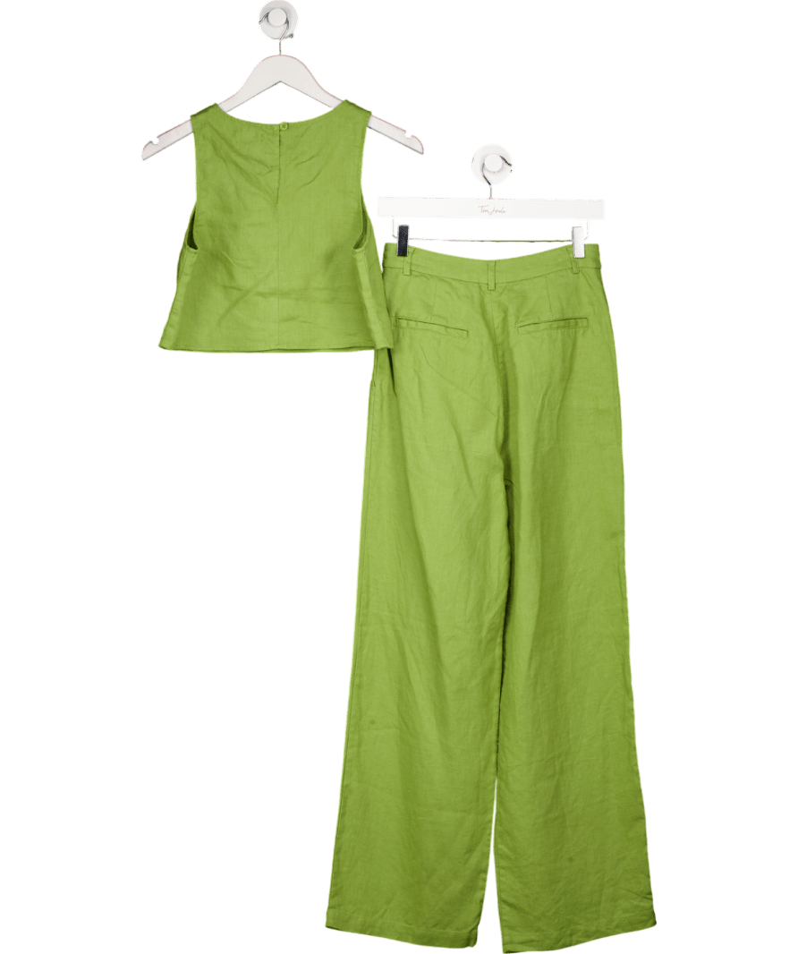 Reformation Green 2 - piece Linen Trousers (uk 8) And Sleeveless Top Set UK S - Reliked