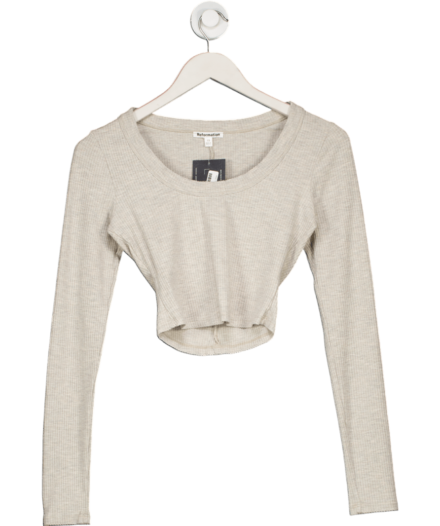 Reformation Grey Ribbed Top UK XS - Reliked