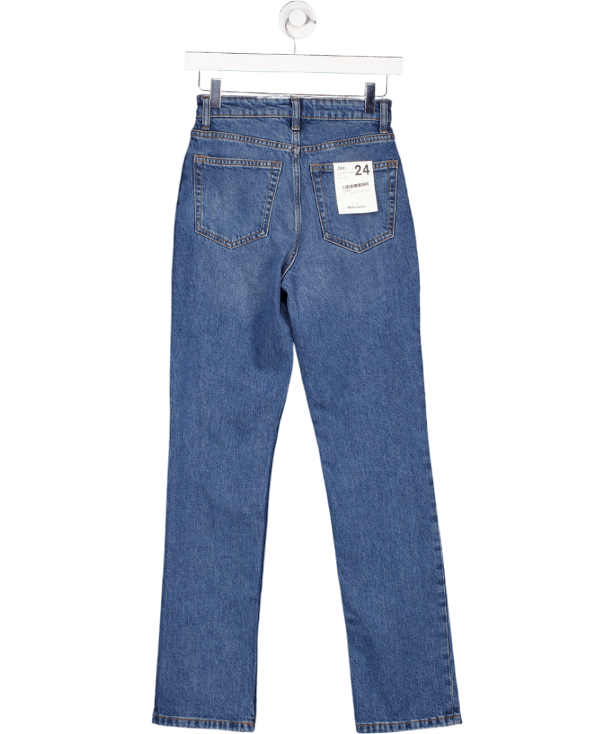 Reformation Mid Blue Jax Stretch High Rise Straight Jeans W24 - Reliked