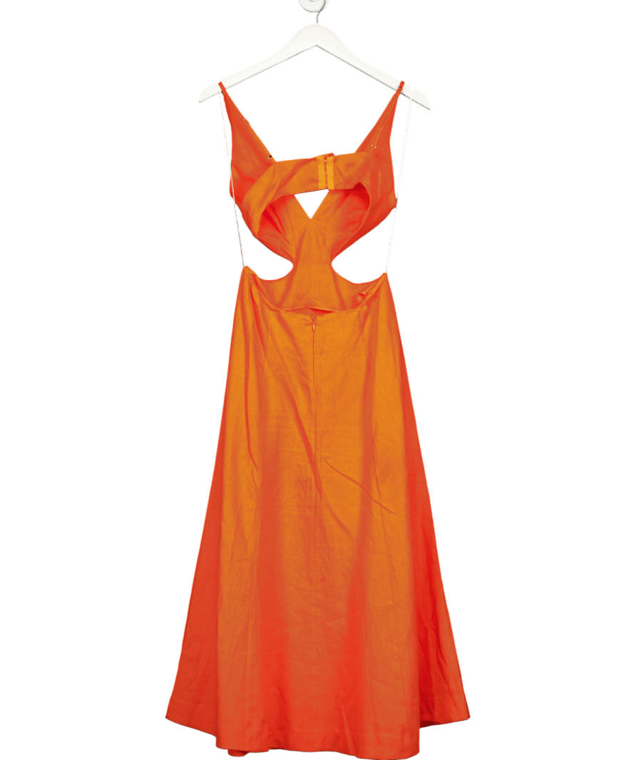 Reformation Orange Cut - out Samara Linen Dress In Flame Us2 UK 6 - Reliked