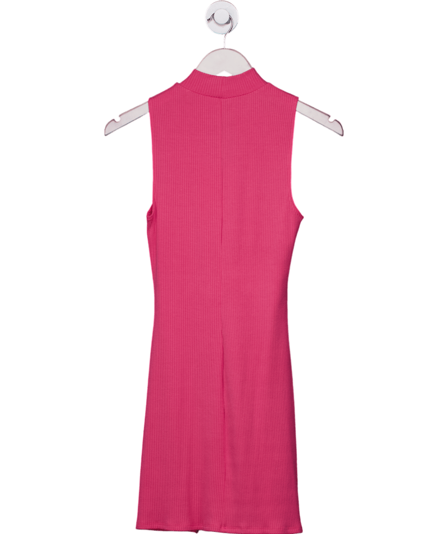 Reformation Pink Ribbed High Neck Mini Dress UK XS - Reliked