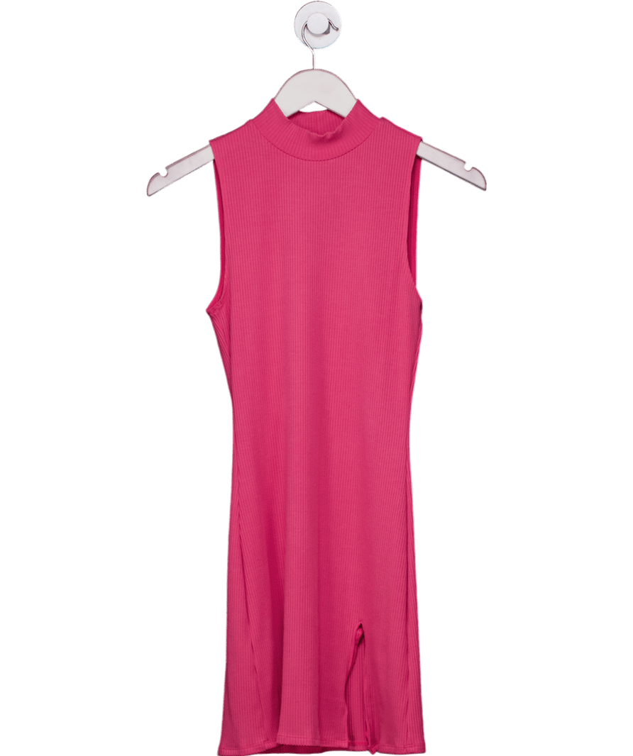 Reformation Pink Ribbed High Neck Mini Dress UK XS - Reliked
