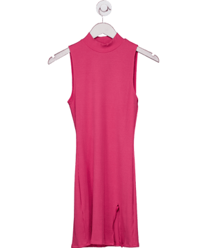 Reformation Pink Ribbed High Neck Mini Dress UK XS