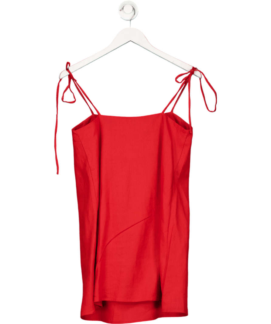 Reformation Red Aubree Linen Dress UK S - Reliked