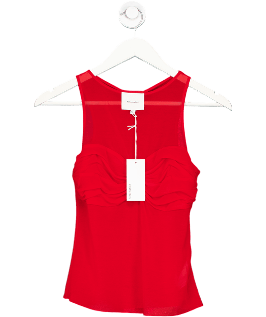 Reformation Red Rose Knit Top UK S - Reliked