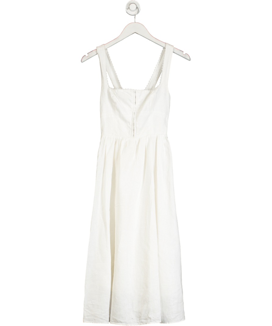 Reformation White Linen Midi Dress Sz0 UK 4 - Reliked