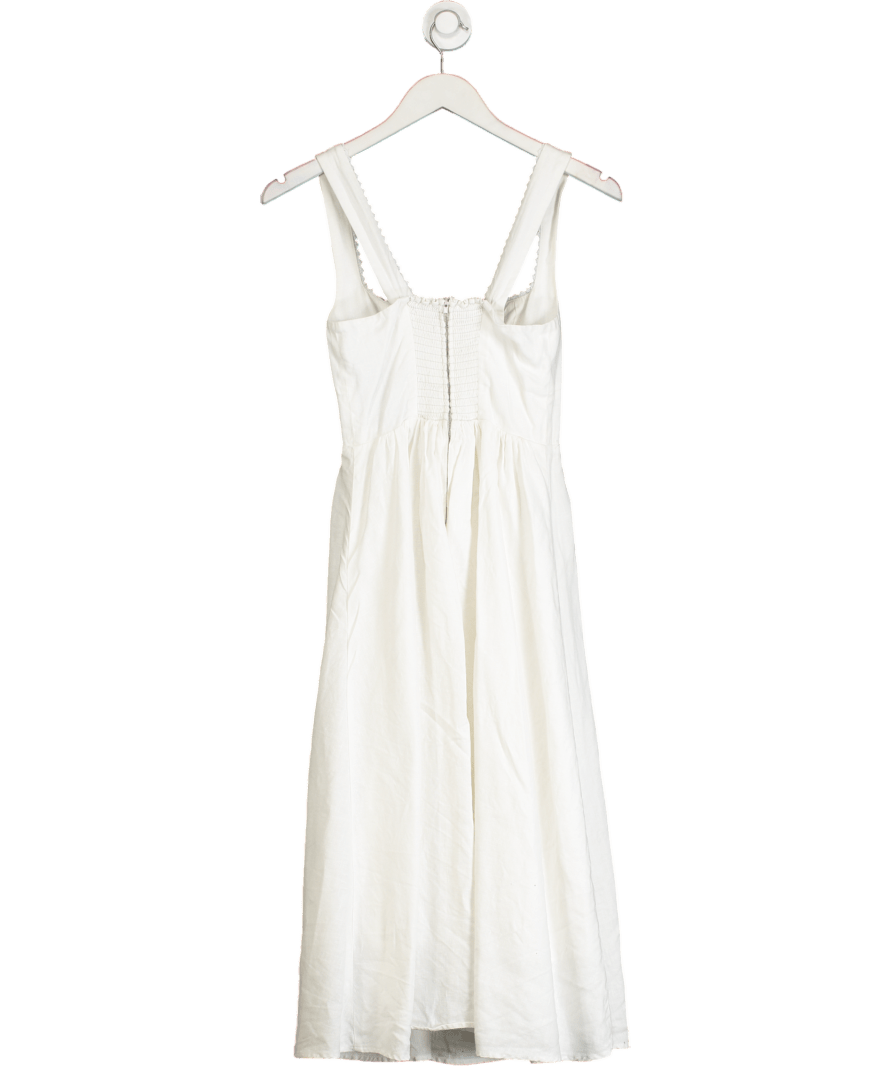Reformation White Linen Midi Dress Sz0 UK 4 - Reliked