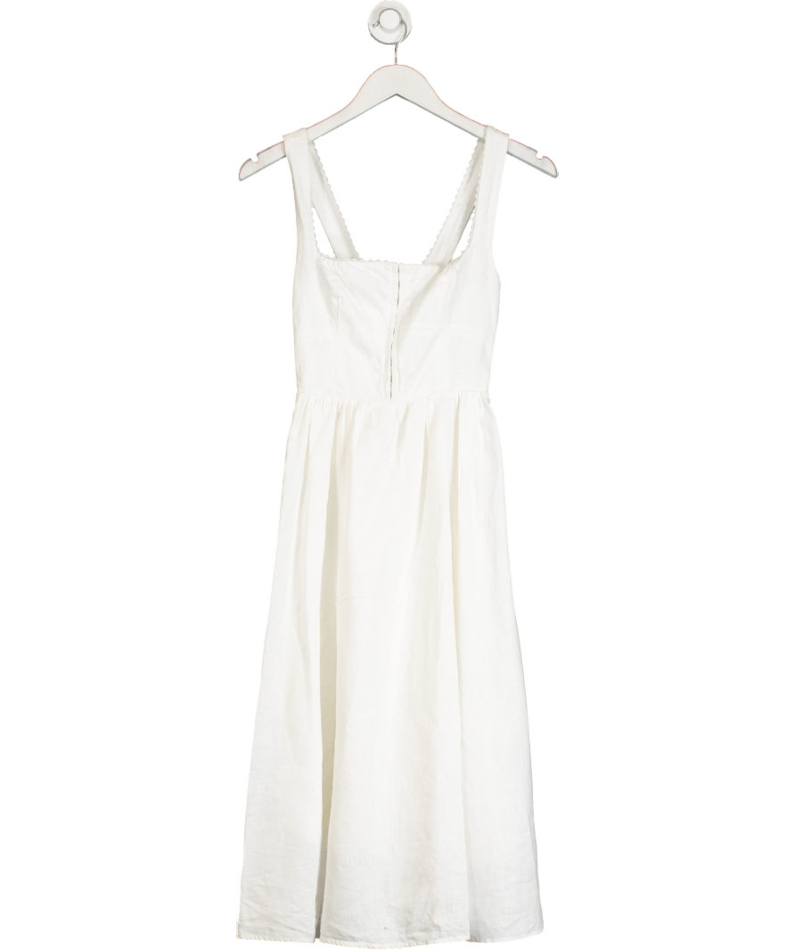 Reformation White Linen Midi Dress Sz0 UK 4 - Reliked
