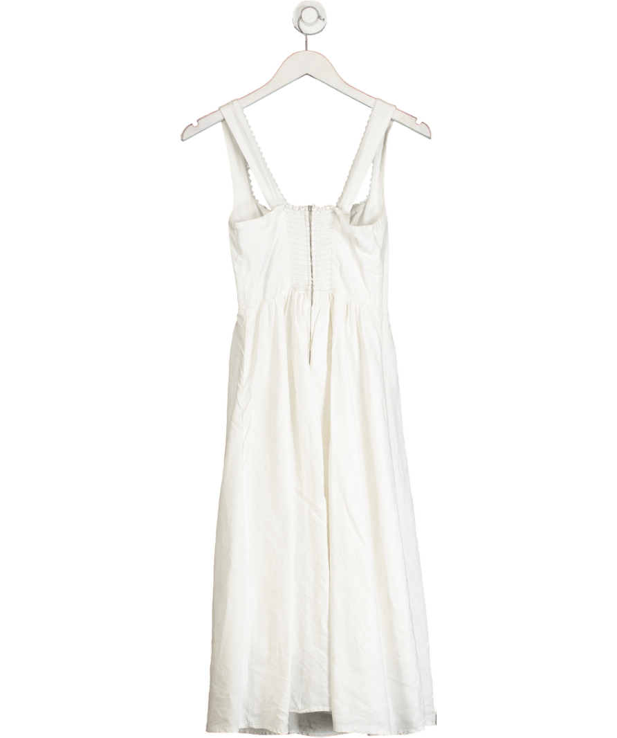Reformation White Linen Midi Dress Sz0 UK 4 - Reliked