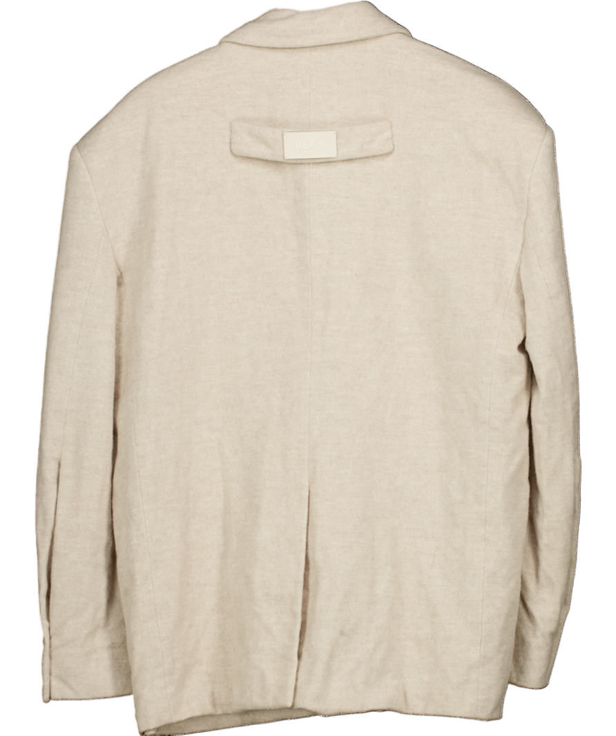 Refy Beige Brushed Wool Look Oversize Blazer UK S - Reliked