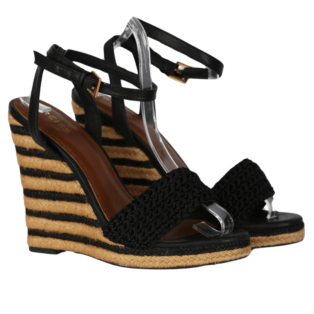 REISS Black / beige Selene Wedge sandals UK 5 EU 38 👠 - Reliked