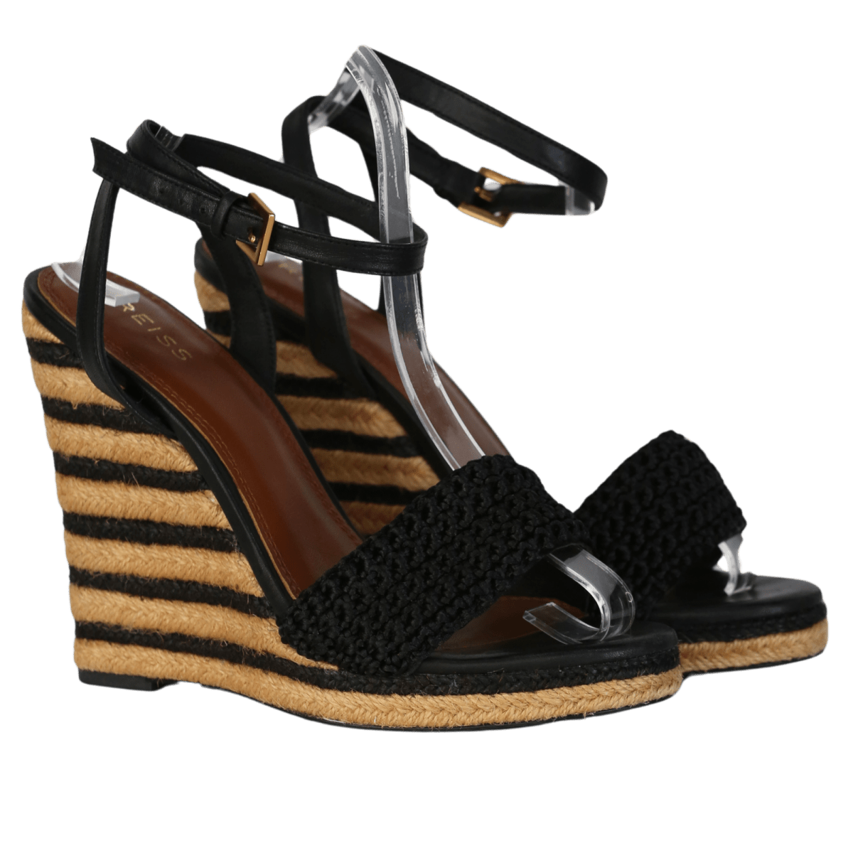 REISS Black / beige Selene Wedge sandals UK 5 EU 38 👠 - Reliked