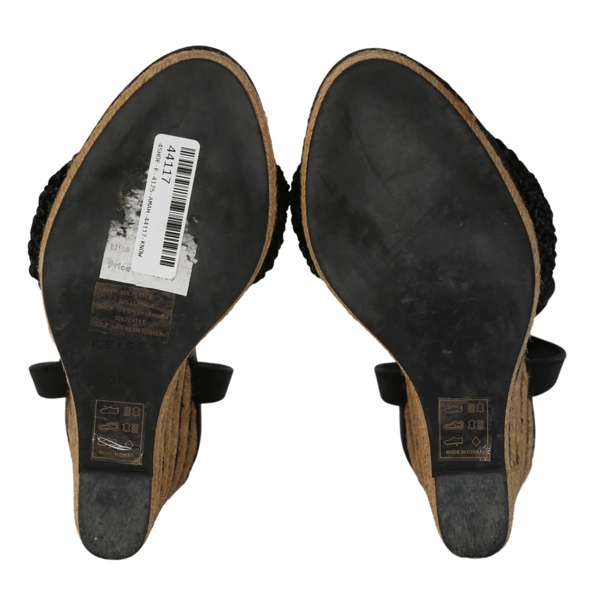 REISS Black / beige Selene Wedge sandals UK 5 EU 38 👠 - Reliked