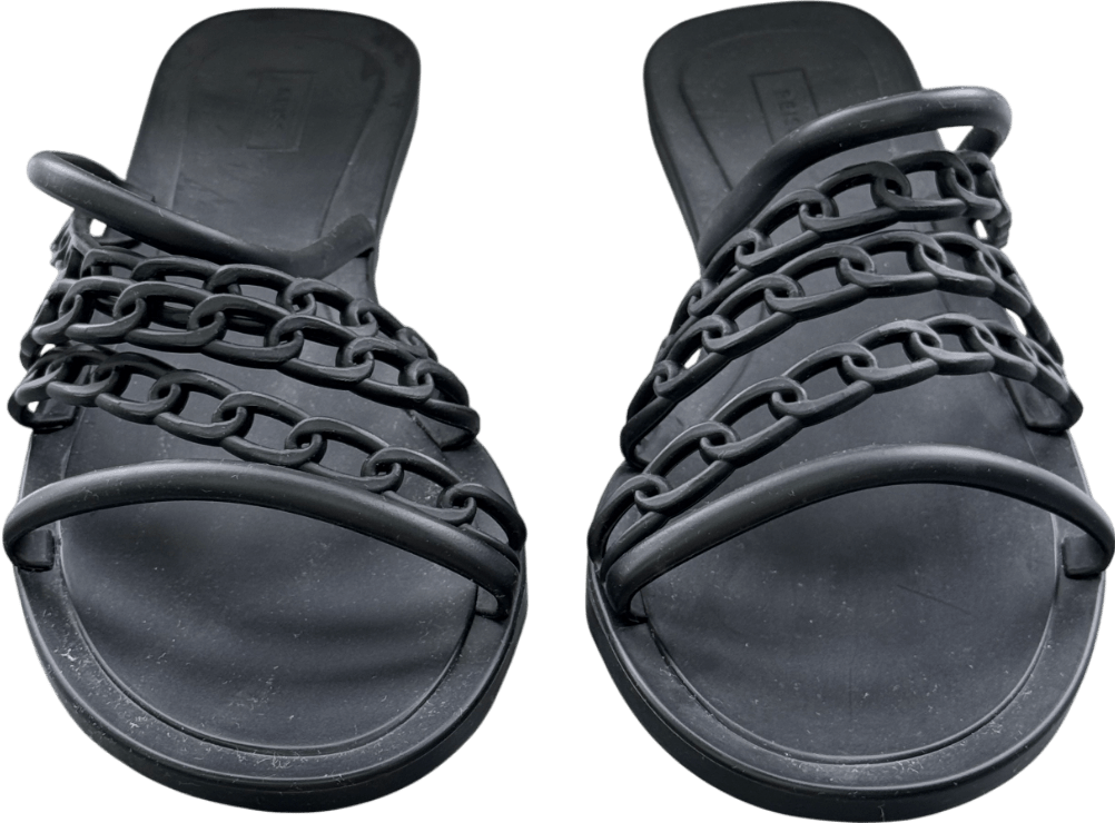 REISS Black Magda Chain Detail Jelly Sandals UK 7 EU 40 👠 - Reliked