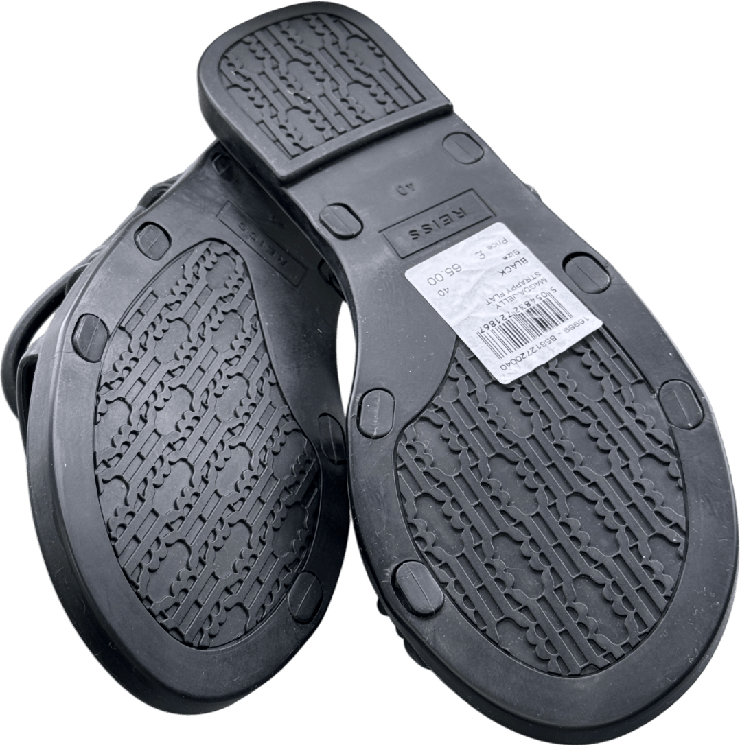 REISS Black Magda Chain Detail Jelly Sandals UK 7 EU 40 👠 - Reliked